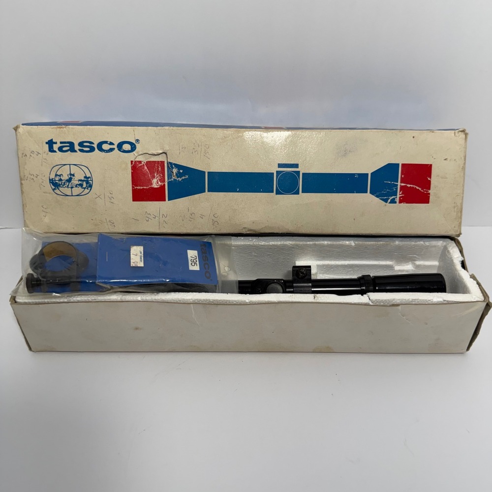 Vintage Tasco 4x15 Rifle Scope with Original Box and 795 Mounting Rings Japan